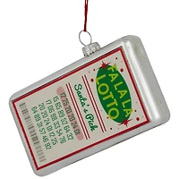 Glass "Fa La La Lotto Santa's Pick" Hanging Christmas Ornament - 4.25" - Silver