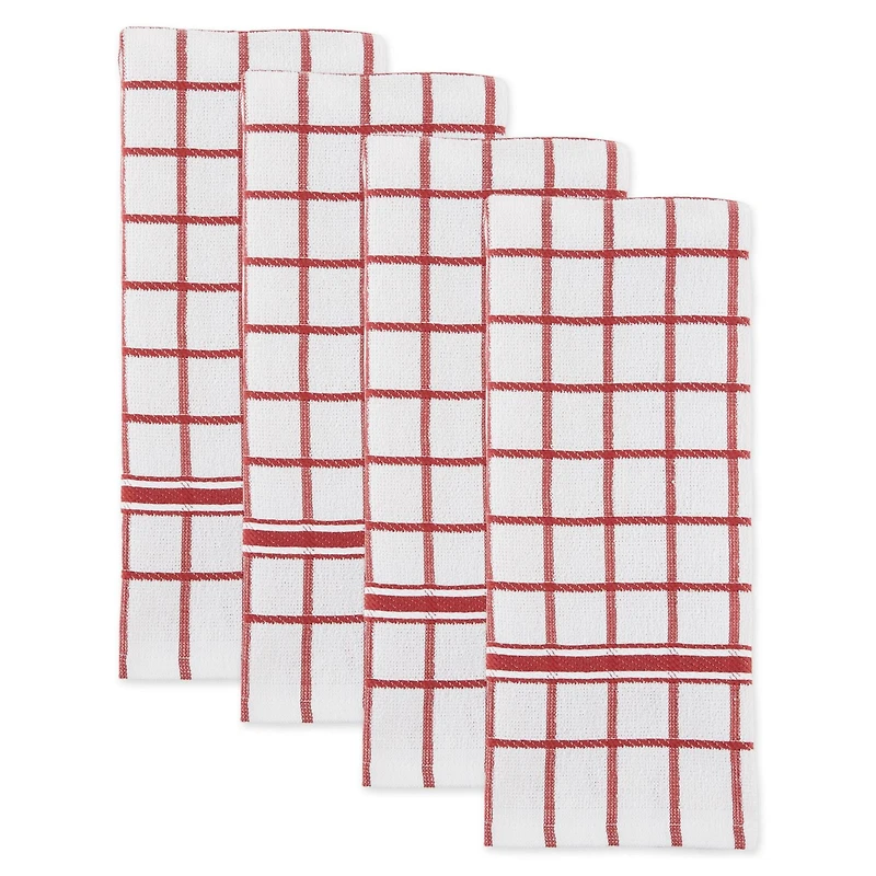 DII® Barn Red Windowpane Terry Dishtowels, 4ct.