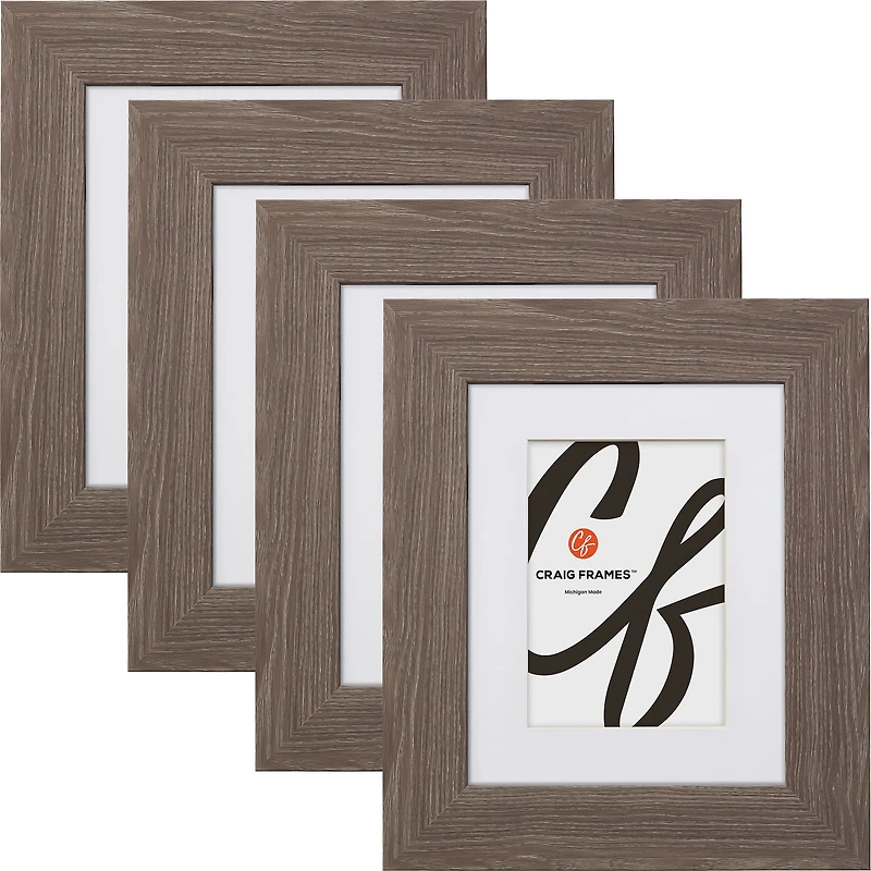4 Pack Craig Frames American Barn Farmhouse Gray Picture Frame with Mat