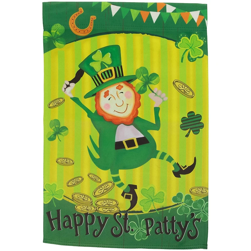 18" Dancing Leprechaun Happy St. Patty's Garden Flag
