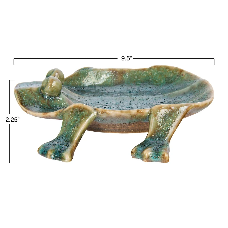 Hello Honey® Green Glazed Footed Frog Dish