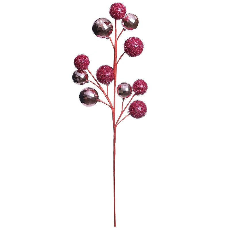28" Pink Glitter & Disco Ball Ornament Filler Stem by Ashland®