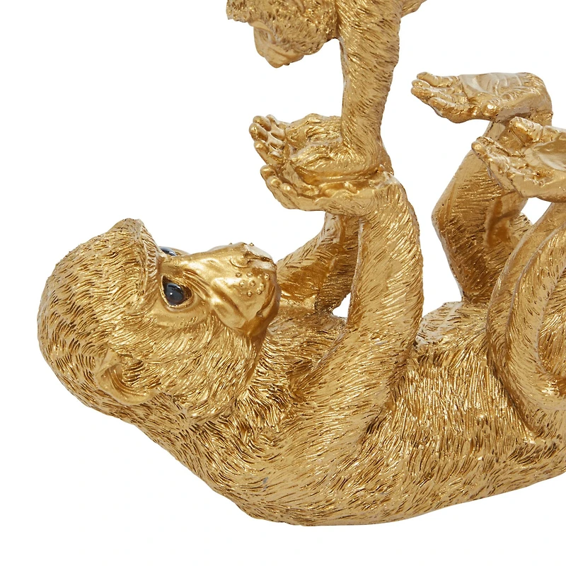 11" Gold Eclectic Monkey Sculpture 