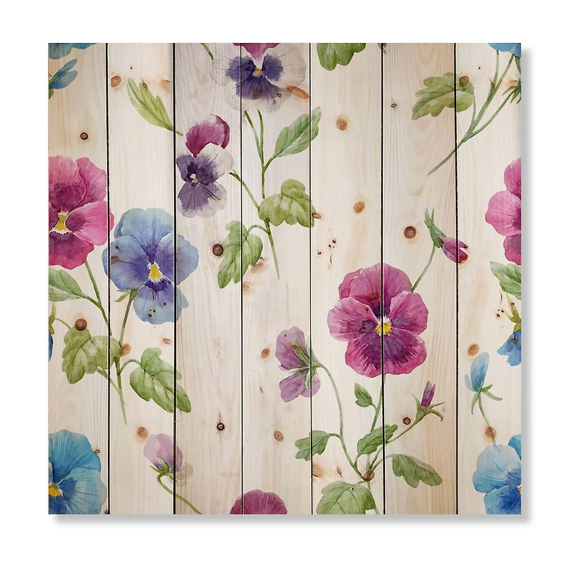 Designart - Pink and Blue Pansy Flowers II