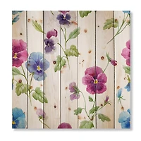 Designart - Pink and Blue Pansy Flowers II