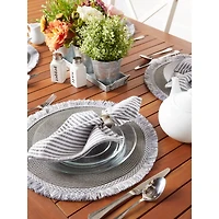 DII® 15" Round Gray Fringed Placemat Set, 6ct.