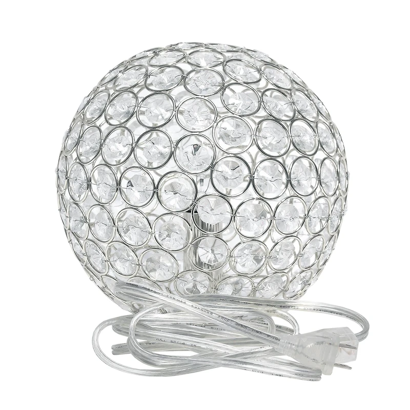 Lalia Home 8" Medium Metal Crystal Round Orb Table Lamp
