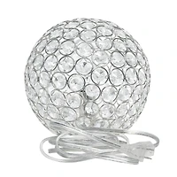 Lalia Home 8" Medium Metal Crystal Round Orb Table Lamp