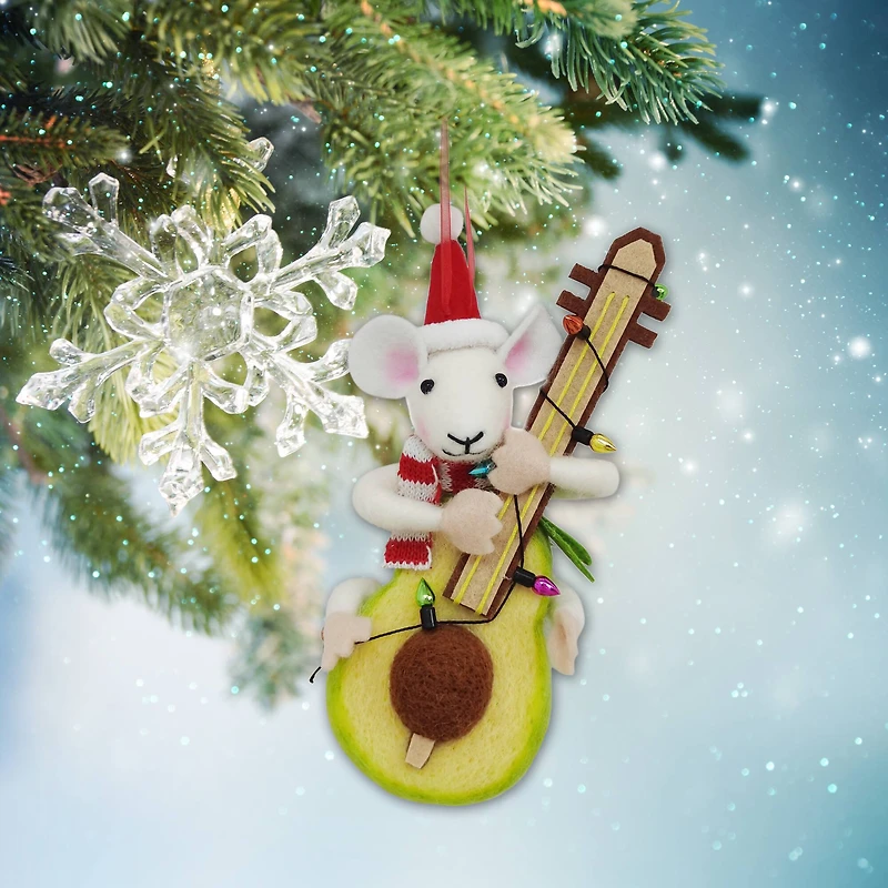 6" Mouse Playing Guitar Felt Ornament by Ashland®