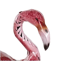Tall Pink Ombre Textured Metal Flamingo Garden Sculpture Set
