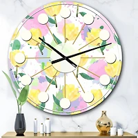 Designart 'Floral Pattern With Flowers Mid-Century Modern Wall Clock