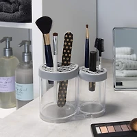 Simplify Gray 2 Compartment Cosmetic Brush Holder