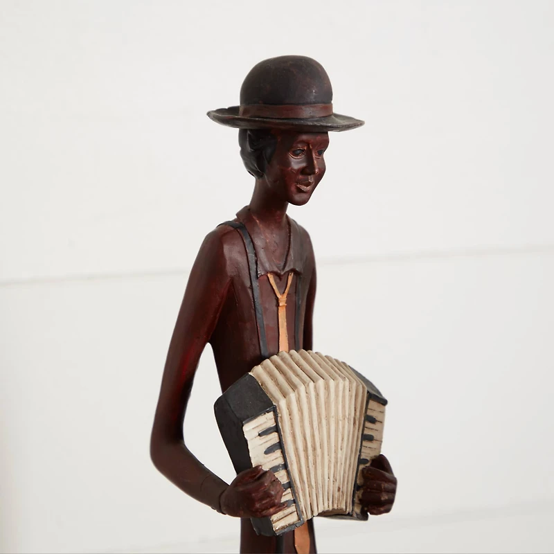 40" Brown Polystone Eclectic Musician Sculpture Set
