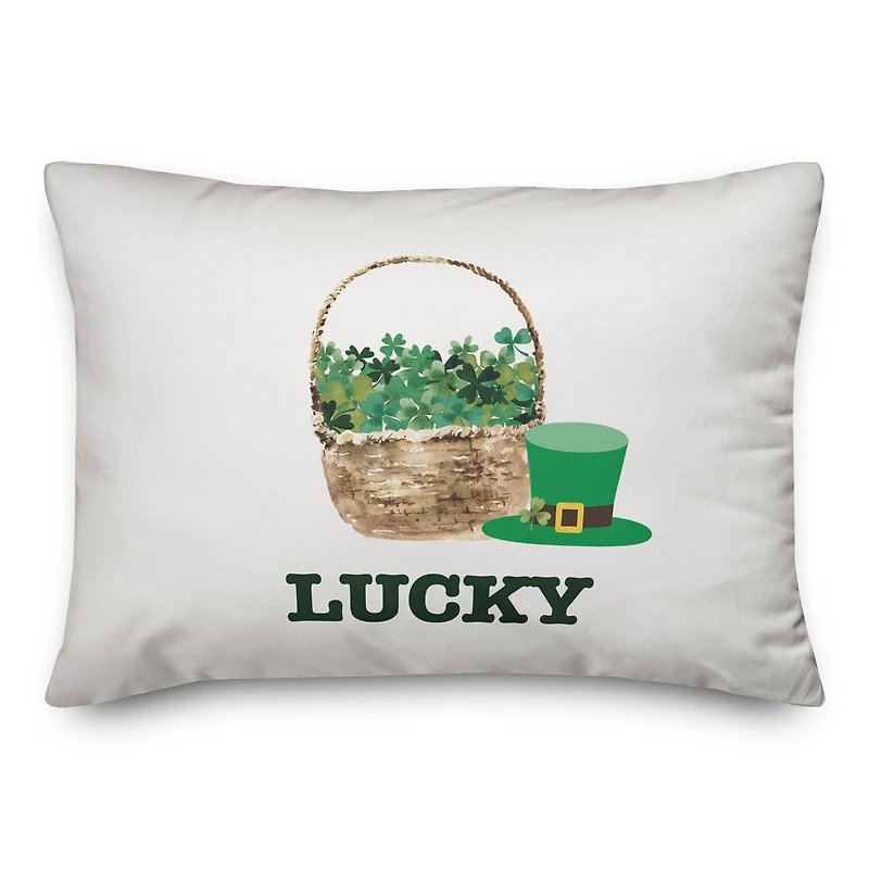 Lucky Clover Basket 14" x 20" Throw Pillow