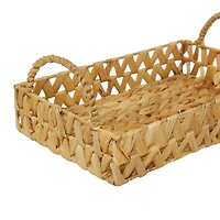 Brown Seagrass Coastal Tray, Set of 3" 19", 16", 15"