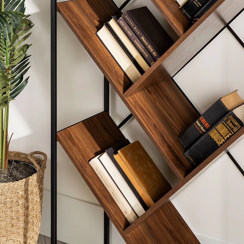 Walker Edison 68" Dark Walnut V Bookshelf
