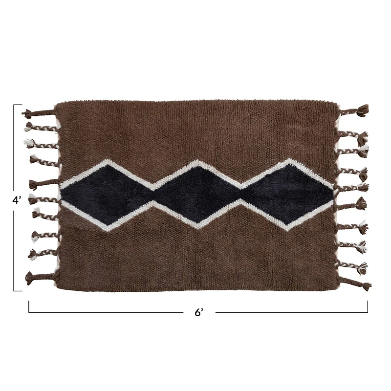 Hello Honey® Cotton and Wool Blend Rug with Pattern and Braided Tassels, 4ft. x 6ft.