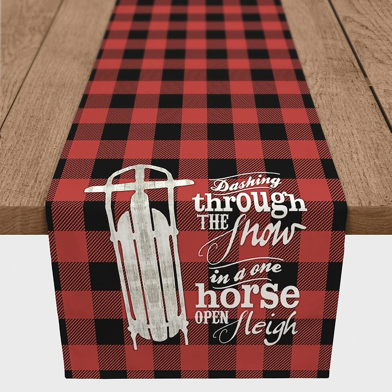 One Horse Open Sleigh Poly Twill Table Runner