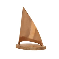 Brown Aluminum Coastal Sail Boat Sculpture, 13" x 18"
