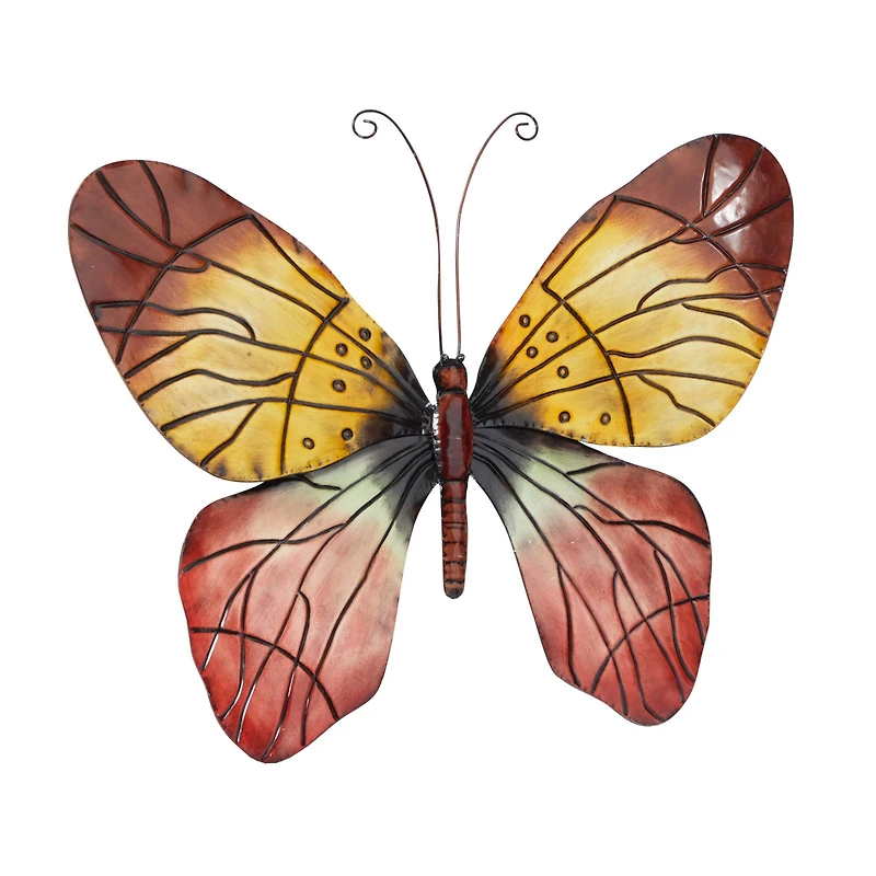 Red Metal Eclectic Wall Decor, 36" x 27"