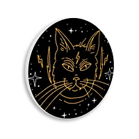 Stupell Industries Yellow Outline Lightning Bolt Cat Wall Plaque Art