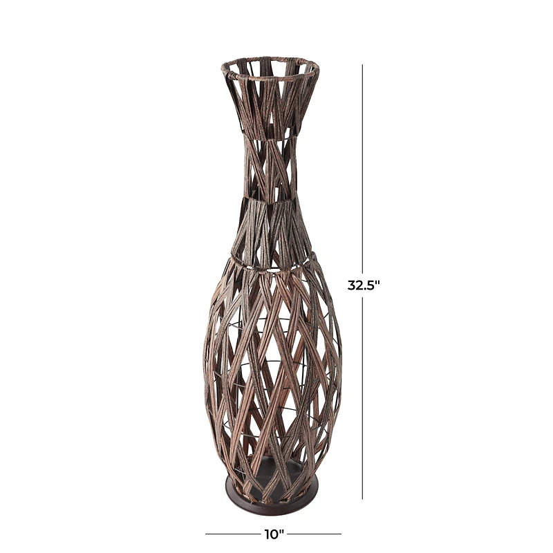 33" Copper Metal Handmade Woven Vase