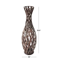 33" Copper Metal Handmade Woven Vase