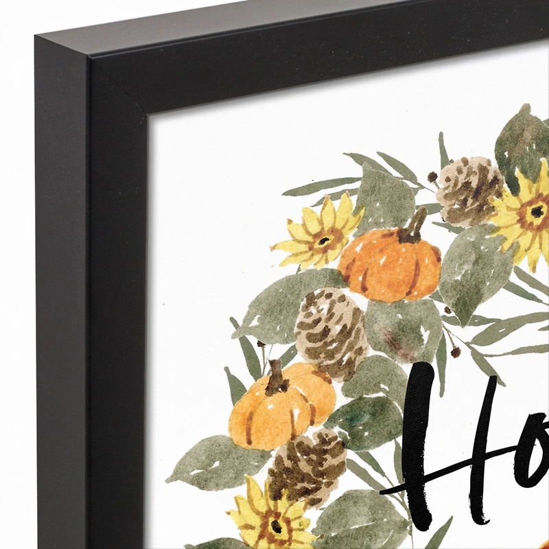 Pumpkin Wreath Canvas Wall Art with Black Frame