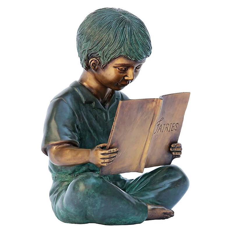Design Toscano 12" Story Book Boy Bronze Garden Statue