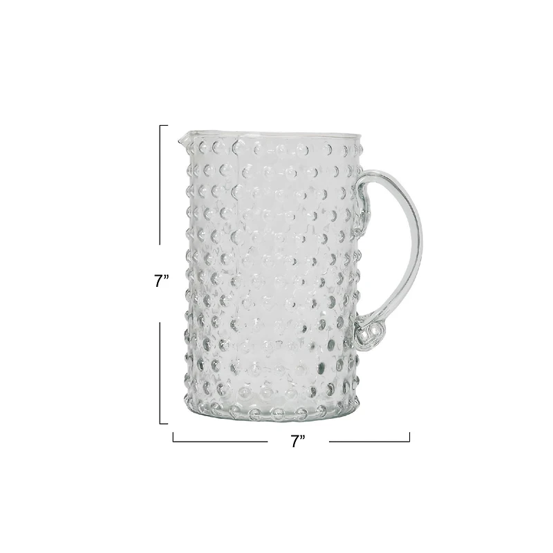 Hello Honey® Clear Hand-Blown Hobnail Glass Pitcher