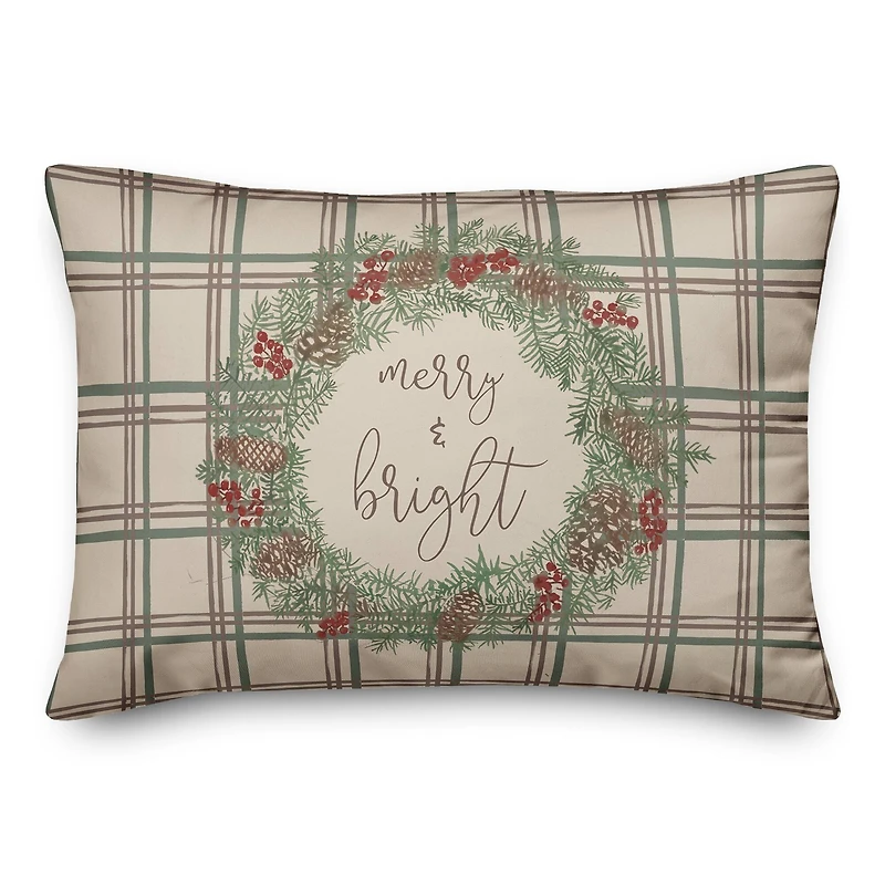 Merry & Bright Plaid Rectangle Throw Pillow