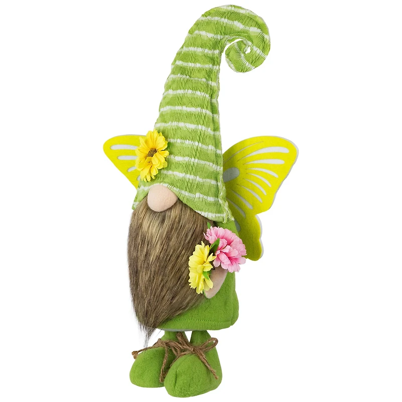 16" Green & Yellow Butterfly Gnome Spring Figurine