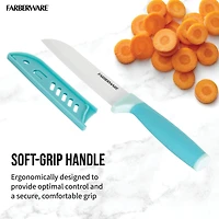 Farberware 5" Aqua Ceramic Santoku Knife with Sheath