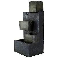 19" Gray LED Lighted 5-Tier Rainfall Outdoor Water Fountain