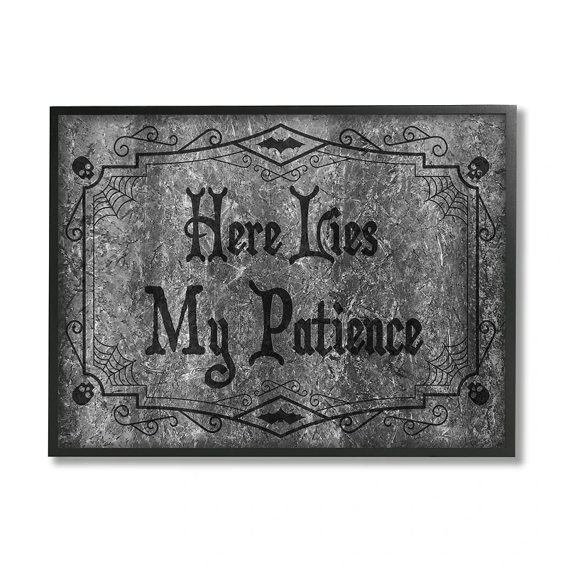Stupell Industries Here Lies My Patience Tombstone Framed Giclee Art