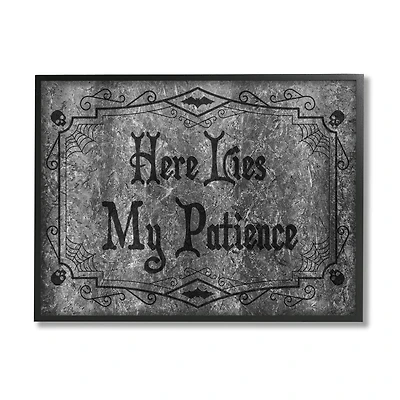 Stupell Industries Here Lies My Patience Tombstone Framed Giclee Art
