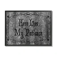 Stupell Industries Here Lies My Patience Tombstone Framed Giclee Art