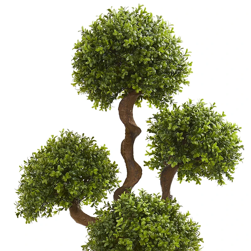 4.5ft. Four Ball Boxwood Topiary Tree in Tall White Planter