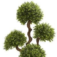 4.5ft. Four Ball Boxwood Topiary Tree in Tall White Planter