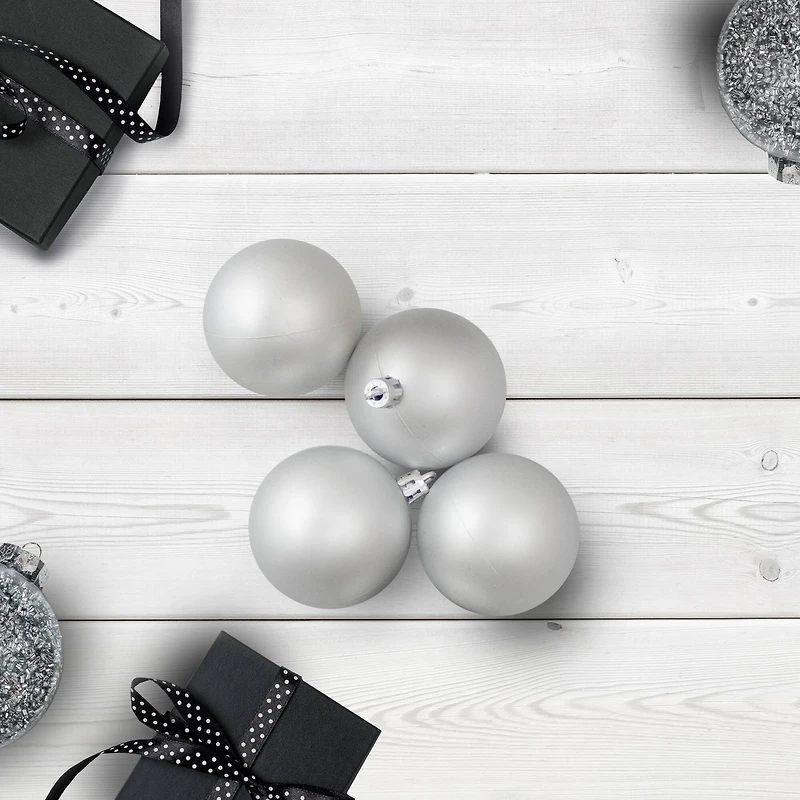 60ct Matte Silver Splendor Shatterproof Ball Ornaments