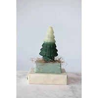 Hello Honey® 8.75" Frosted Green Ombre Glass Tree with Seed Beads