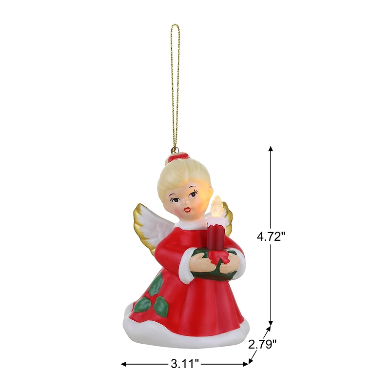 Mr. Christmas Nostalgic Ceramic Angel with Candle Ornament