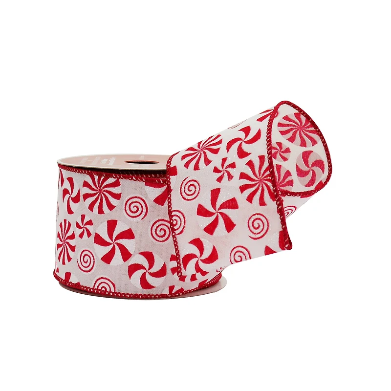 2.5" x 20ft. Peppermint Swirl Wired Ribbon by Celebrate It®