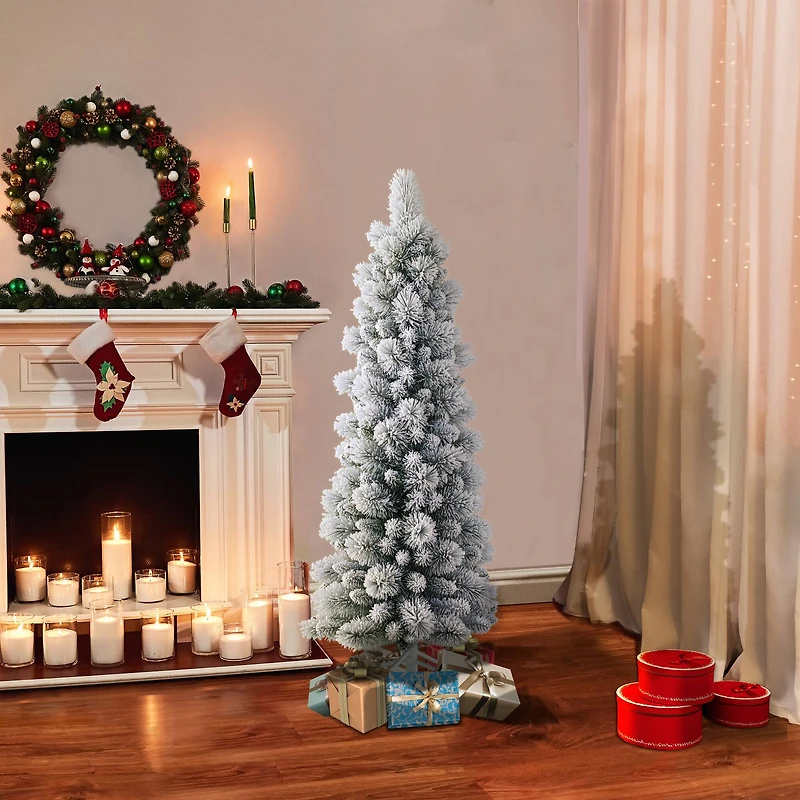 4.5ft. Unlit Flocked Pencil Artificial Christmas Tree