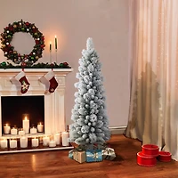 4.5ft. Unlit Flocked Pencil Artificial Christmas Tree
