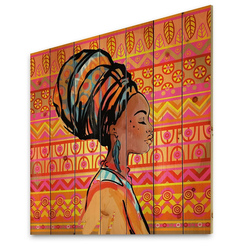 Designart - Portrait of Afro American Woman With Turban I