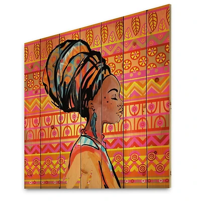 Designart - Portrait of Afro American Woman With Turban I