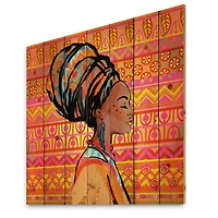 Designart - Portrait of Afro American Woman With Turban I