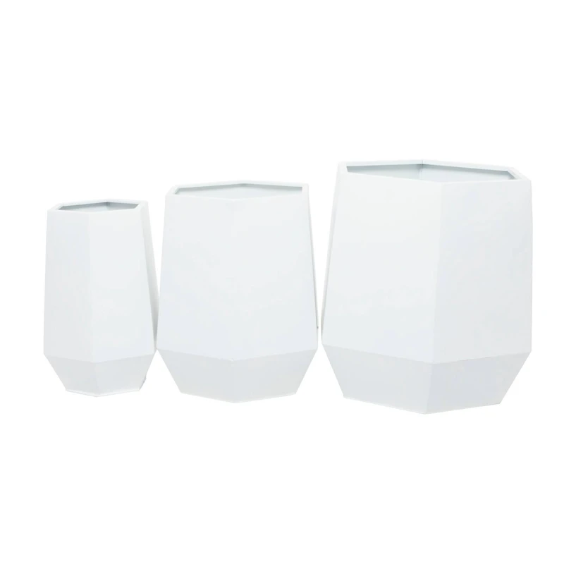White Modern Planter, Set of 3" 20", 16", 10"