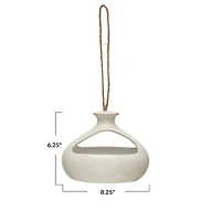 Hello Honey® 8" Ivory Modern Hanging Stoneware Bird Feeder with Rope